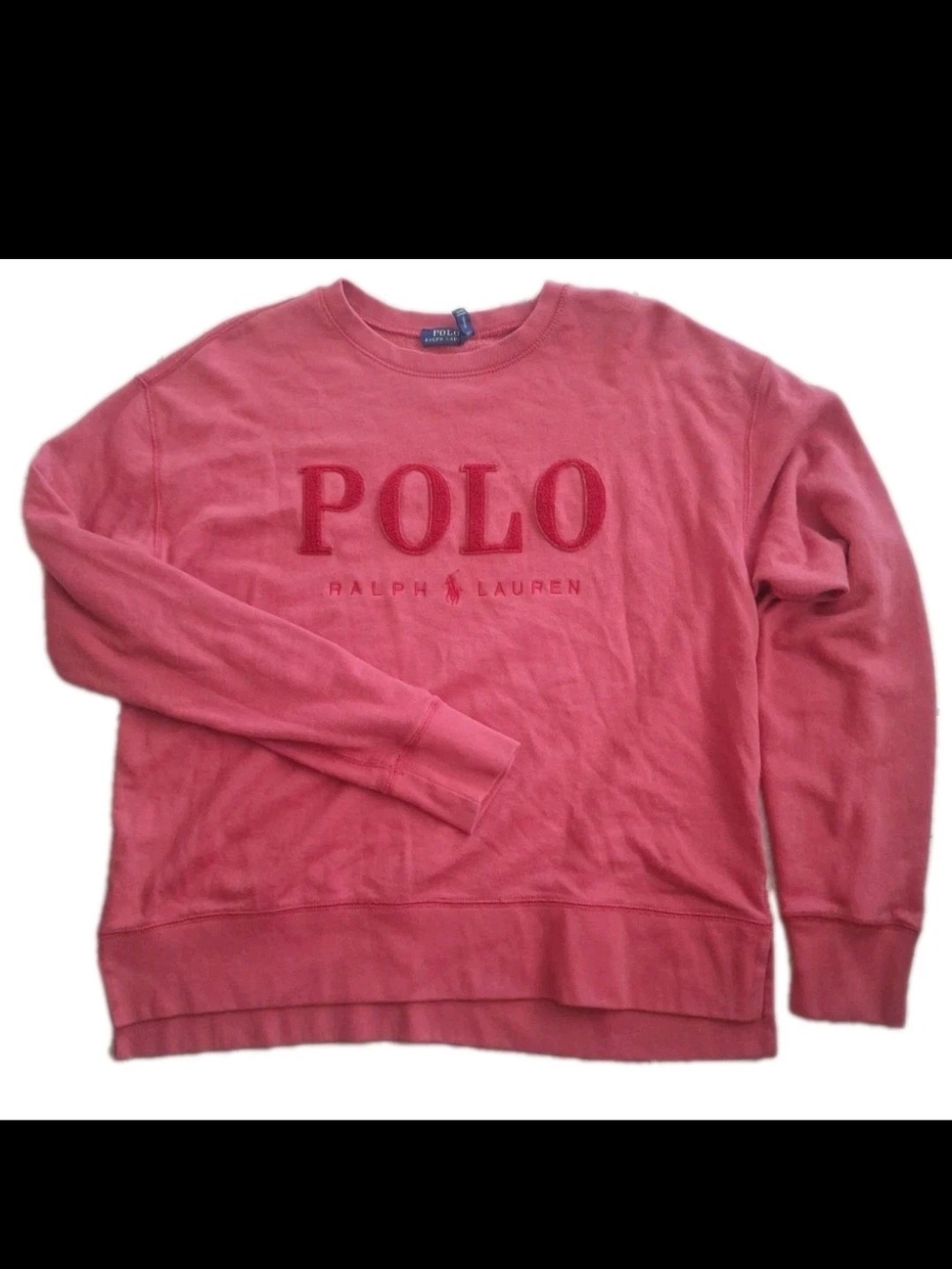 Polo Ralph Lauren Sweater Womens Medium Red Crew Neck Jersey Logo Pullover
